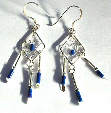 Beaded jewelry - 925 sterling silver earring with dream catcher and multi beads