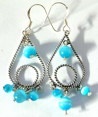 Fashion accessories - geometric sterling silver earring with beads