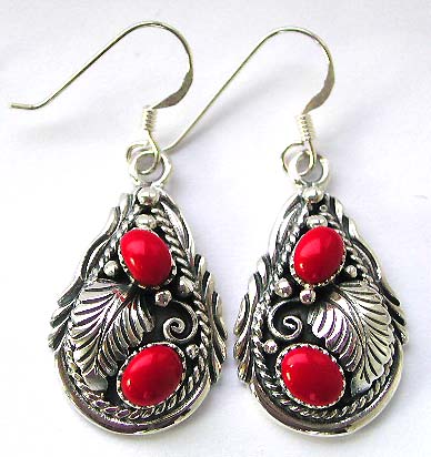 Gift shop supply - leaf motif earring with carnelian stone
