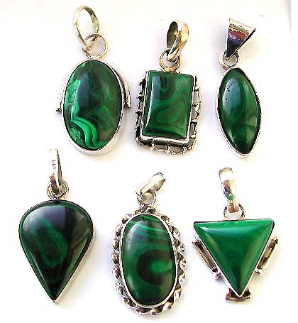 Malachite Pendant - Sterling Silver Malachite Stone Jewelry