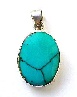 Sterling Silver Turquoise Pendant / Turquoise Stone Charm