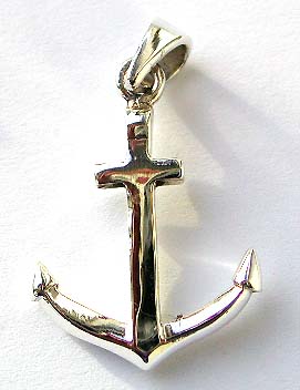 Plain anchor sterling silver charm / pendant 