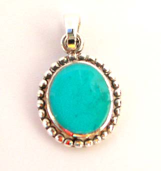 Pendant Jewelry - Turquoise Gemstone Set in 925 Sterling Silver Pendant 