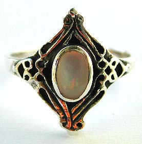 Sterling fashion ring - oval mother of pearl embedded silver ring