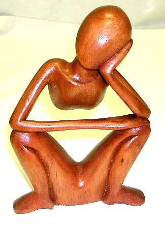 Export and wholesaler of Indonesia wooden handcrafts - abstract carving of yogi man with middle part empty