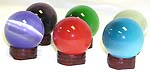 Assorted color cat eye made of fashion magic ball decorwith black stand, 6 picecs per set