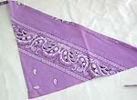 Purple color white paint floral design decor triangle head bandana head scarf with tie string 