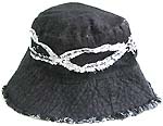 White pattern decor natural black fashion cotton hat