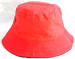 Double sided cotton bucket hat, one side of plain orange fashion, and flipped over for darker red color with zipper design