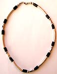 Mini curvy Bali silver long strip beads with black wooden beads froming fashion necklace
