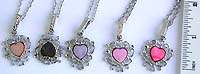 Enamel assorted color heart in cut-out motif pendant fashion necklace