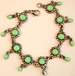 Round cut imitation green turquoise stone beaded flower pattern fashion bracelet 