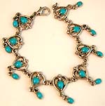 Heart pattern imitation blue turquoise stone embedded fashion bracelet 