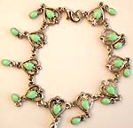 Heart pattern imitation green turquoise stone embedded fashion bracelet 