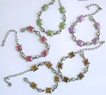 Enamel assorted color square pattern forming fashion chain bracelet