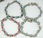 Assorted color CZ synthetic stone embedded rose pattern forming fashion bracelet