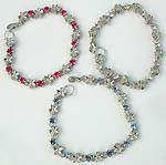 Assorted color CZ synthetic stone embedded flower pattern forming fashion bracelet