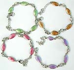 Enamel assorted color oval shape beads forming fashion chain bracelet
