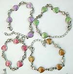 Assorted color enamel heart pattern forming fashion chain bracelet