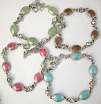Assorted color enamel oval pattern forming fashion chain bracelet