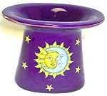 Blue color painted sun moon star design fashion ceramic oil burner with flat top 