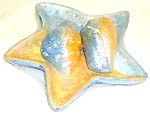 Light blue and yellow united color star fish and seashell style ceramic clay fashion candle