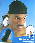 Wrinkle free breathable polyester stretchy fashion durag with long tail, black, one size fits all