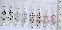 Assorted color rhinestone embedded geometric pattern fashion earring with fish hook