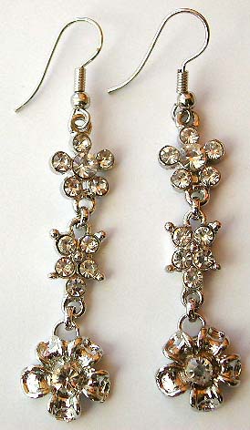 Clear rhinestone beaded snowflake flower, four-petals flower and daisy flower pattern fashion earring with fish hook