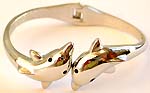 Double swimming dolphin face to face design fashion bracelet bangle