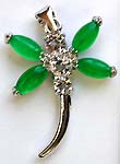 Imitation jade forming dragonfly pattern fashion pendant with rounded clear cz beaded in middle