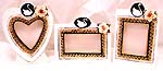 Swan design assorted shape pattern stand hand painting ceramic picture frame set