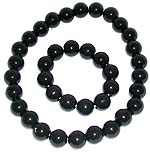 Smooth finishing multi black color rounded plastic beads forming stretchy fashion necklace and bracelet set