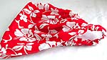 Bright red with white flower pattern design cotton head bandana head scarf with stretchable end