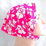 Romantic pink color with white flower pattern design cotton head bandana head scarf with stretchable end