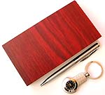 Assorted design clock key chain with a pen wooden box set
