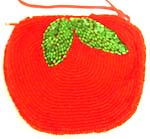 Red apple with green leaf design fashion beaded purse