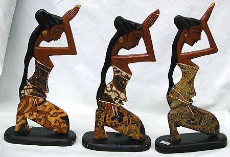 Religious handcraft online - assorted color tribal woman in pray abstract carving stand
