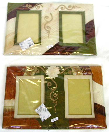 Unique gift idea - natural material made of assorted color and pattern design 2 section photo frame