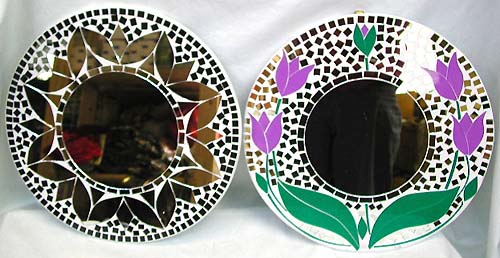 Unique accessory for animal lover - assorted color flower pattern design hand made glass mosaic mirror