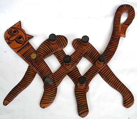 Kid's bedroom decor - multi color and pattern decor wooden cat hook