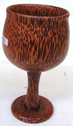 Kitchenware collection - smooth finishing brown coconut wood wine cup with stand