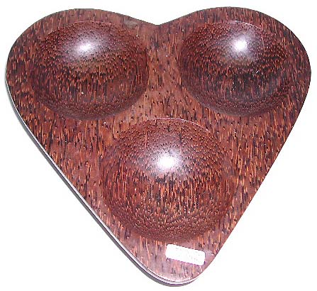 Gift for lover - heart love design 3-section coconut wood tray