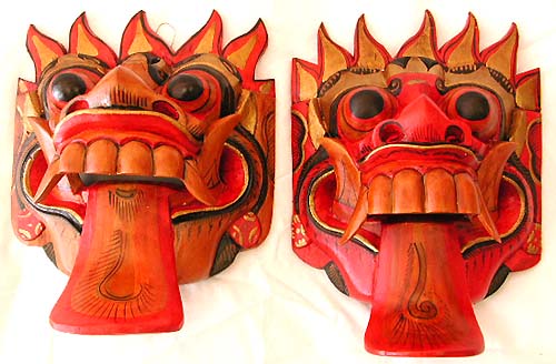 Asian folk art - assorted color tongue-out dragon head mask