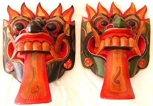 Asian folk art - assorted color tongue-out dragon head mask