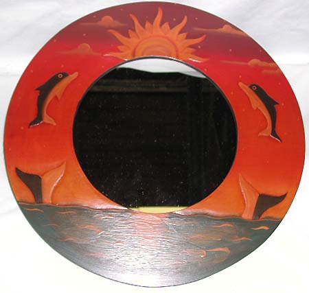 Direct import product wholesale - rounded orange sea life dolphin mirror