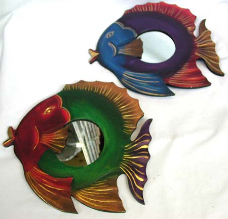 Gift for fish lover - assorted color painted tropical fish mirror