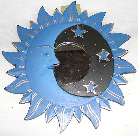 IIndonesia gift idea - comic edge blue moon star wooden mirror