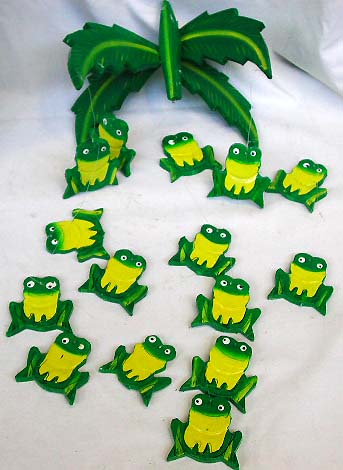 Gift home wholesale - green and yellow color painted wooden frog mobile
