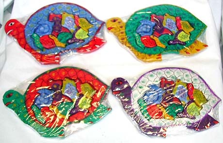 Antique gift craft supply - assorted color wooden turtle puzzle